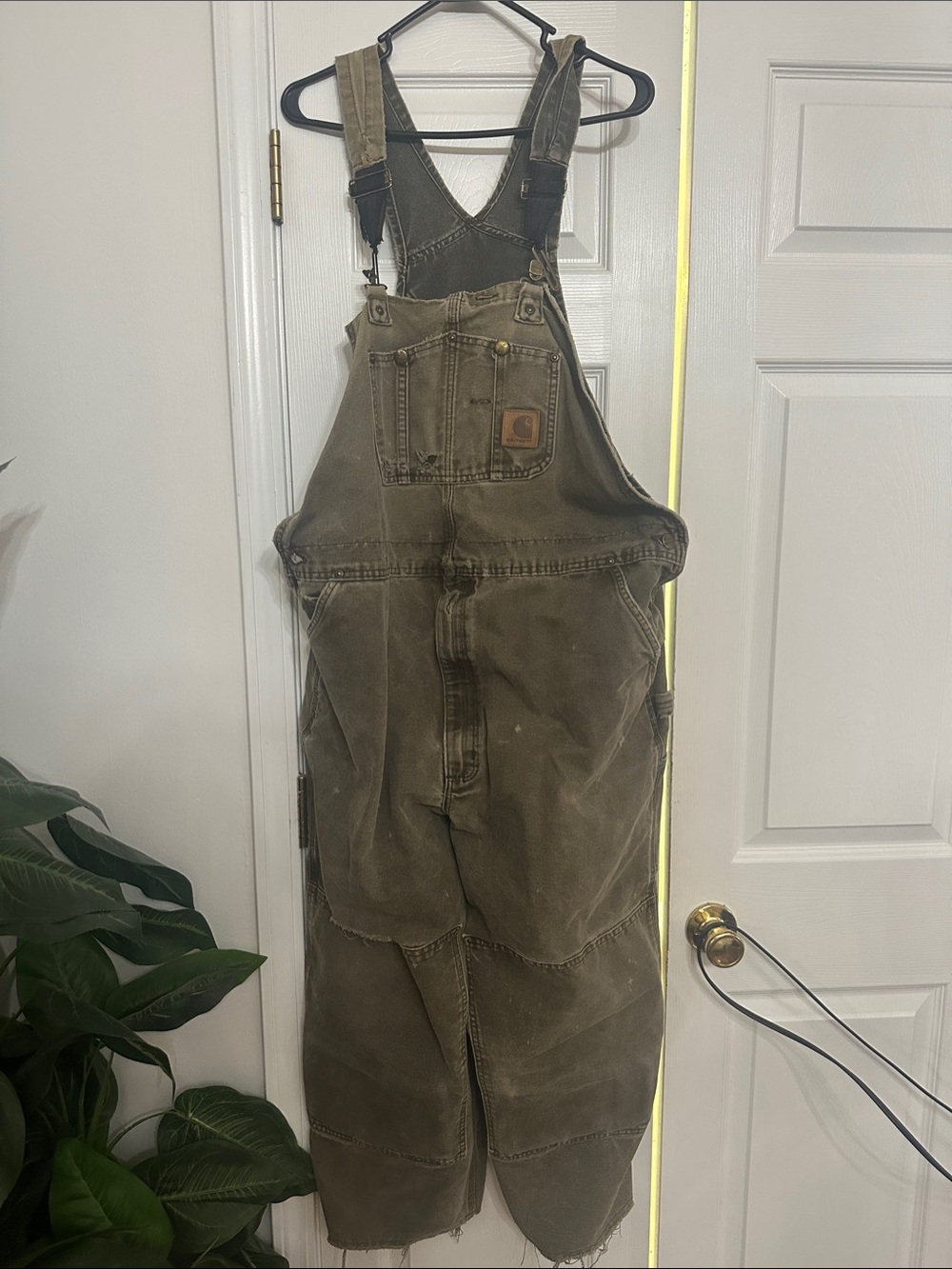 Carhartt Men's Olive Canvas Relaxed Jeans Overalls